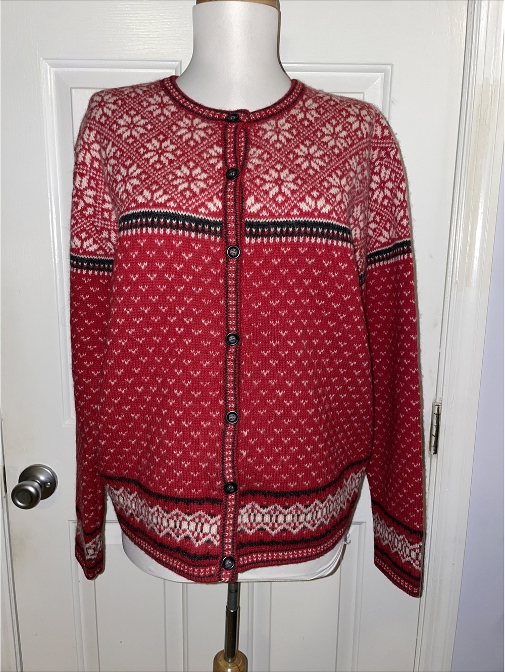 Paul Harris Design Women (L) 100% Shetland Wool Tweed Fair Isle Cardigan Sweater
